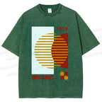 Unisex Bauhaus Geometric Art Printed Washed Tee