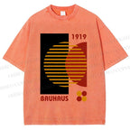Unisex Bauhaus Geometric Art Printed Washed Tee