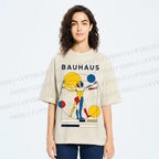 Unisex Vitruvian Man Bauhaus Printed Washed Tee