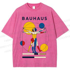 Unisex Vitruvian Man Bauhaus Printed Washed Tee