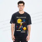 Unisex Vitruvian Man Bauhaus Printed Washed Tee