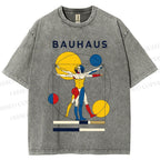 Unisex Vitruvian Man Bauhaus Printed Washed Tee