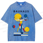 Unisex Vitruvian Man Bauhaus Printed Washed Tee