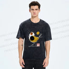 Unisex Abstract Bird Art  Printed Washed Tee