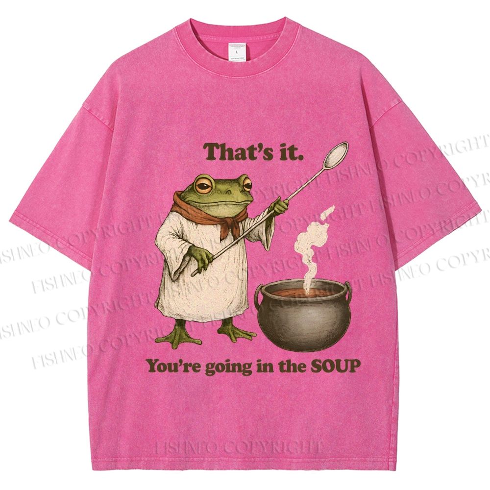 Unisex Funny Frog Printed Washed Tee