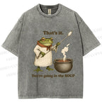 Unisex Funny Frog Printed Washed Tee
