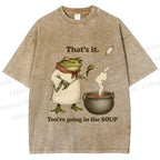 Unisex Funny Frog Printed Washed Tee