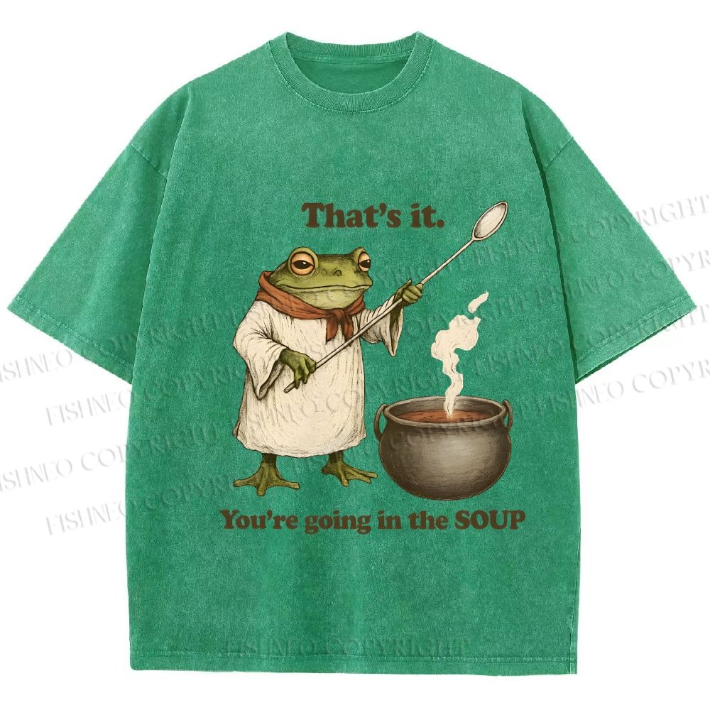 Unisex Funny Frog Printed Washed Tee