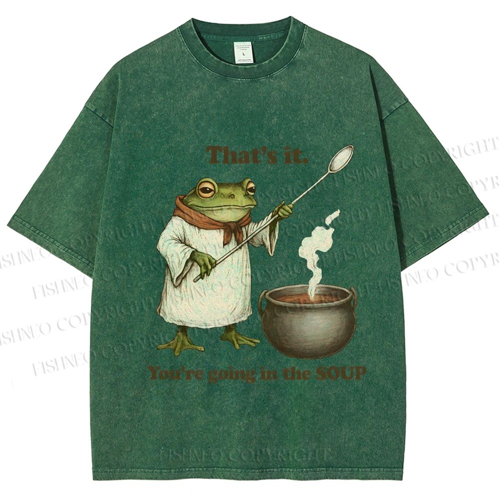 Unisex Funny Frog Printed Washed Tee