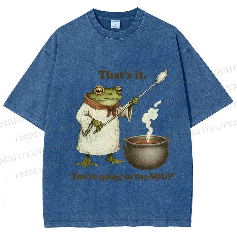 Unisex Funny Frog Printed Washed Tee