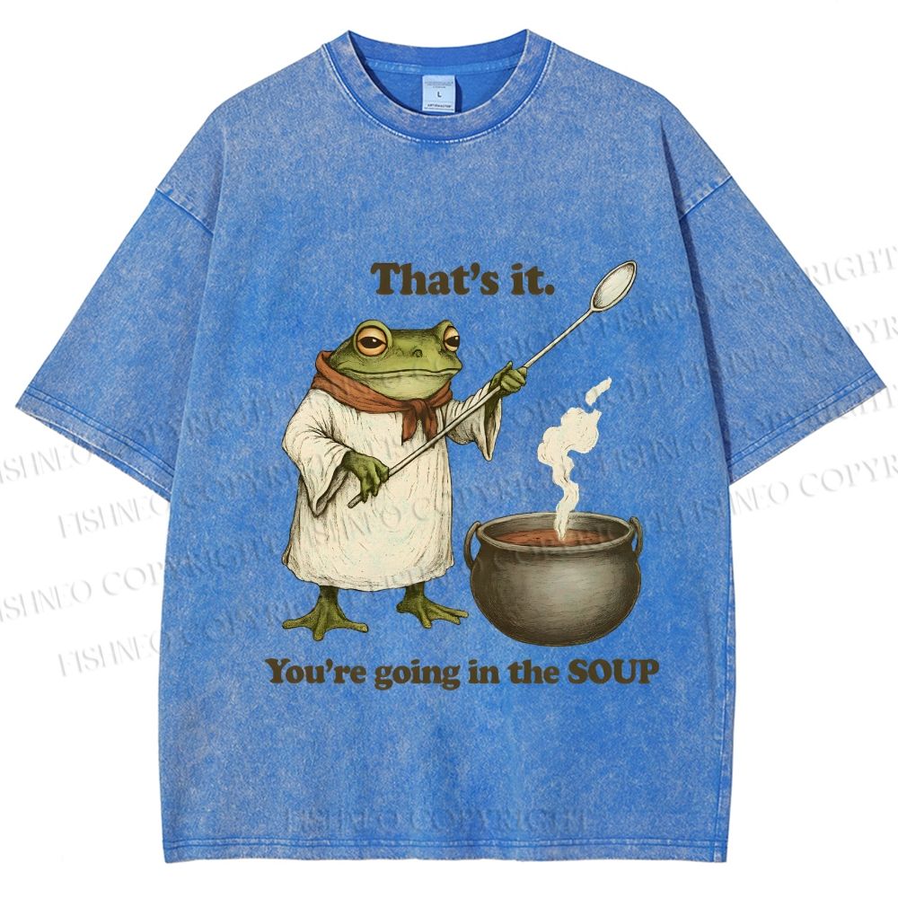 Unisex Funny Frog Printed Washed Tee
