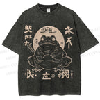 Unisex Retro Frog Printed Washed Tee