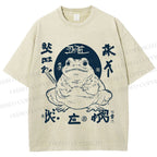 Unisex Retro Frog Printed Washed Tee