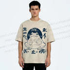 Unisex Retro Frog Printed Washed Tee