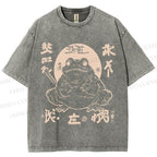 Unisex Retro Frog Printed Washed Tee