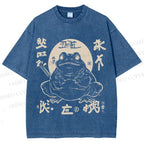Unisex Retro Frog Printed Washed Tee
