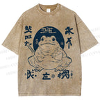 Unisex Retro Frog Printed Washed Tee