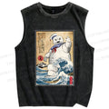 Unisex Marshmallow in Japan Printed Washed Tank Top