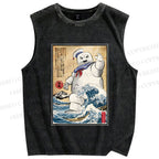 Unisex Marshmallow in Japan Printed Washed Tank Top