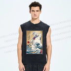 Unisex Marshmallow in Japan Printed Washed Tank Top
