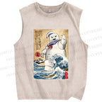 Unisex Marshmallow in Japan Printed Washed Tank Top