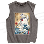 Unisex Marshmallow in Japan Printed Washed Tank Top