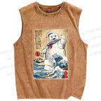 Unisex Marshmallow in Japan Printed Washed Tank Top