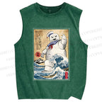 Unisex Marshmallow in Japan Printed Washed Tank Top