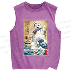 Unisex Marshmallow in Japan Printed Washed Tank Top