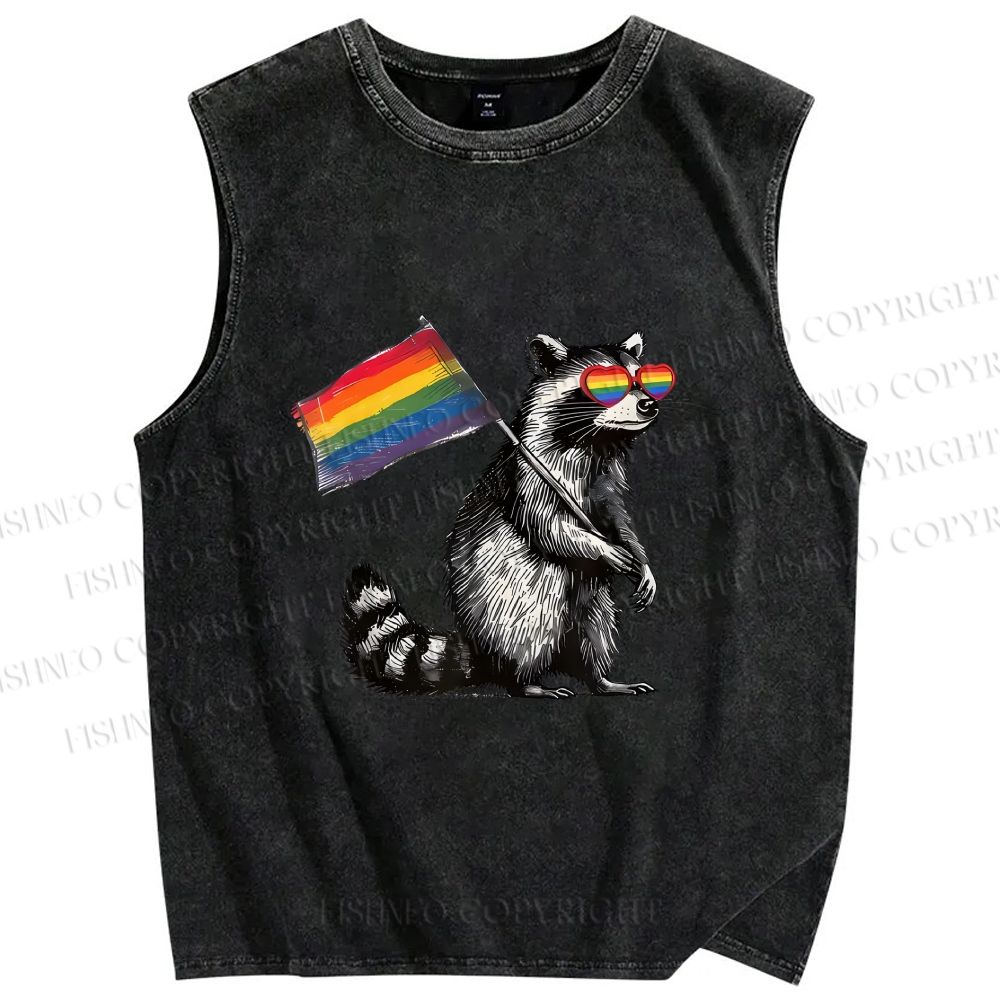 Unisex Rainbow Ally Printed Washed Tank Top