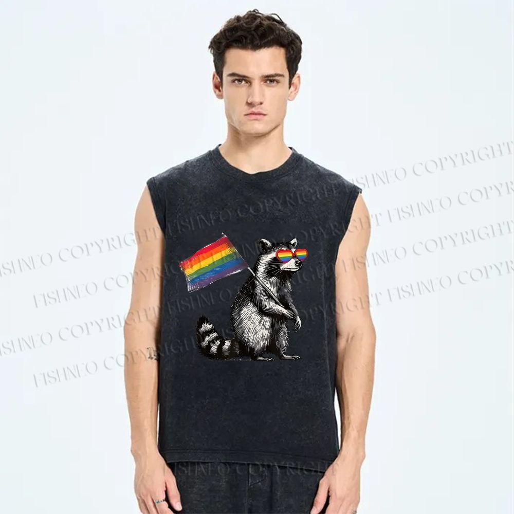 Unisex Rainbow Ally Printed Washed Tank Top