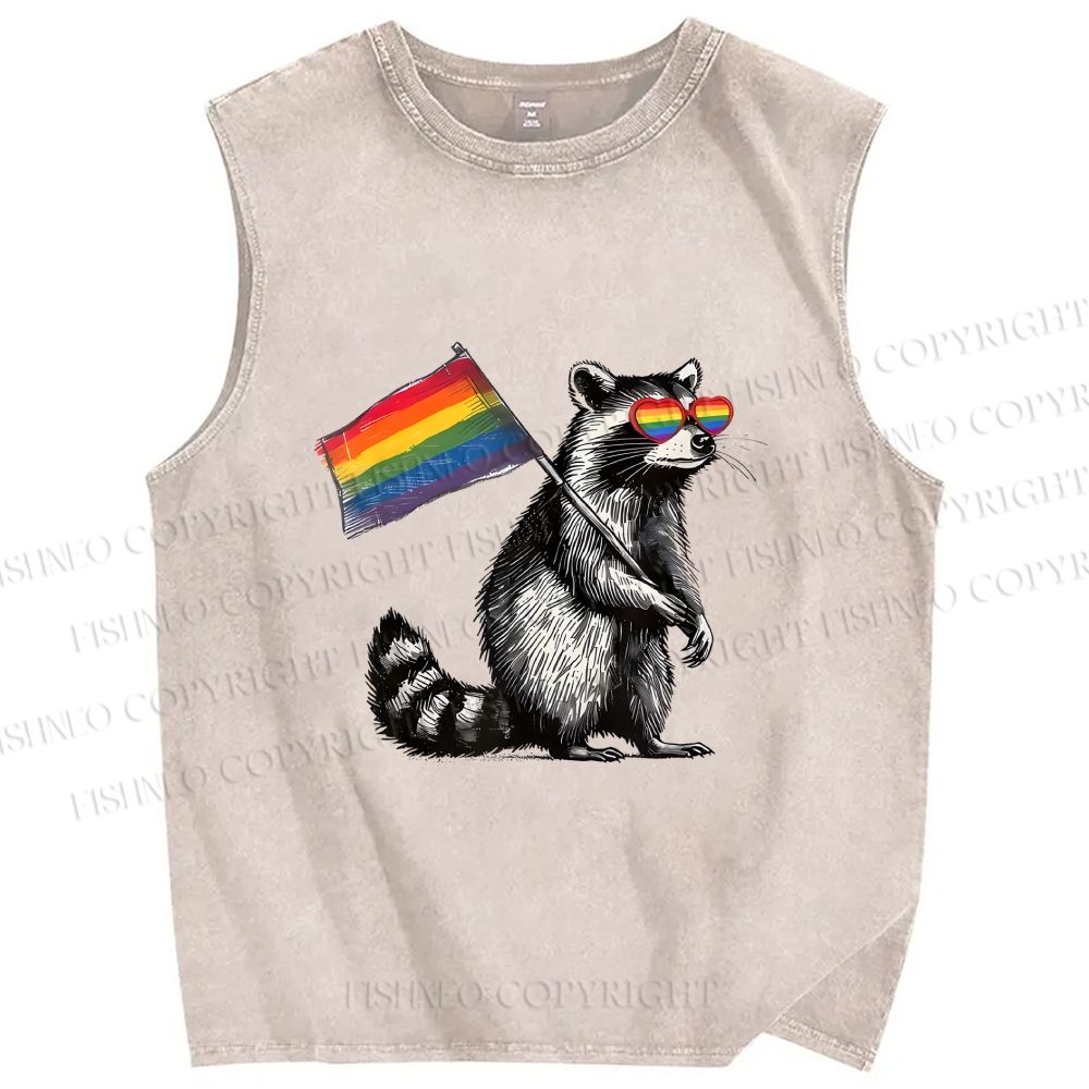 Unisex Rainbow Ally Printed Washed Tank Top