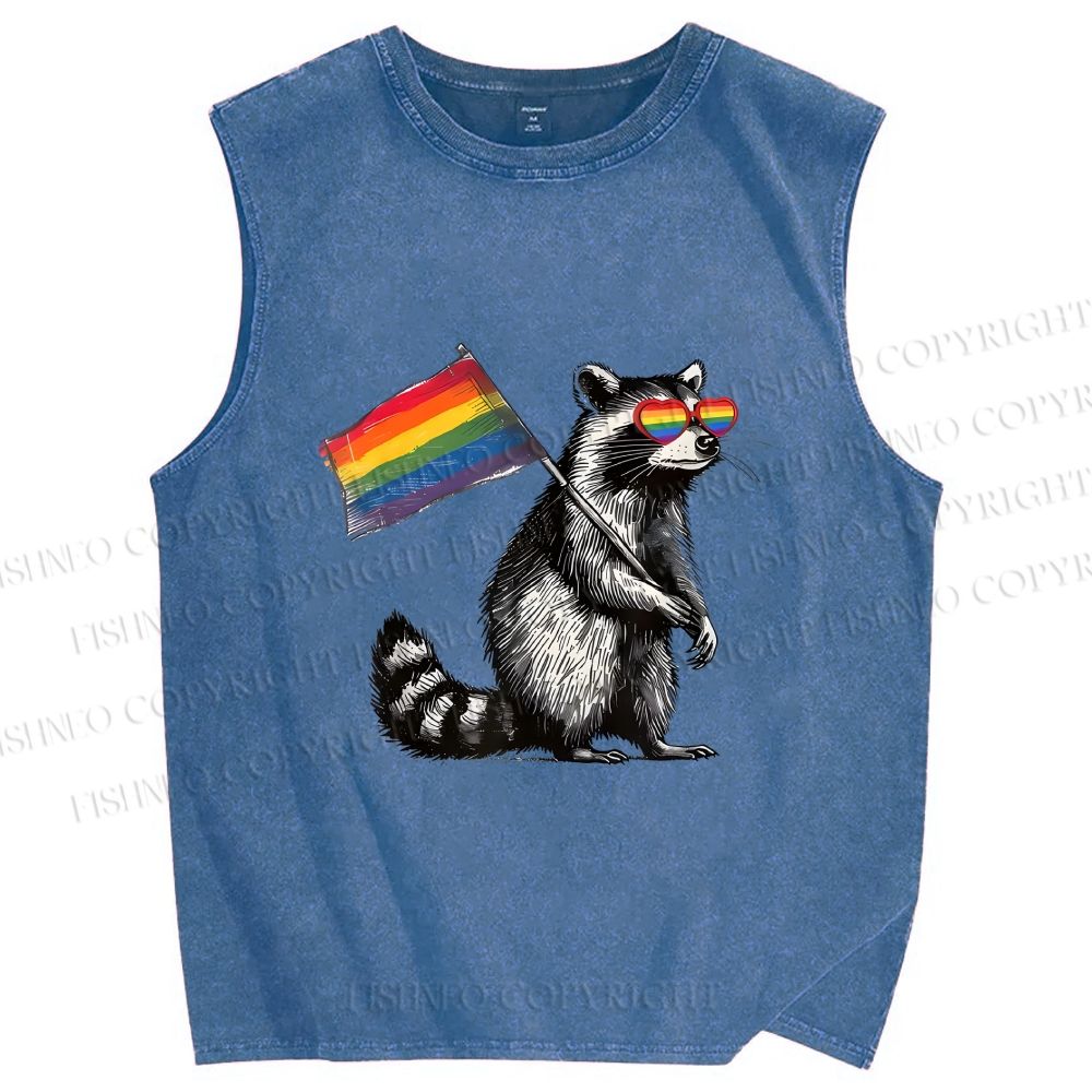 Unisex Rainbow Ally Printed Washed Tank Top