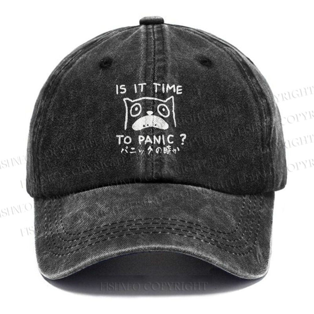 Unisex Panic Cat Vintage Casual Washed Cap