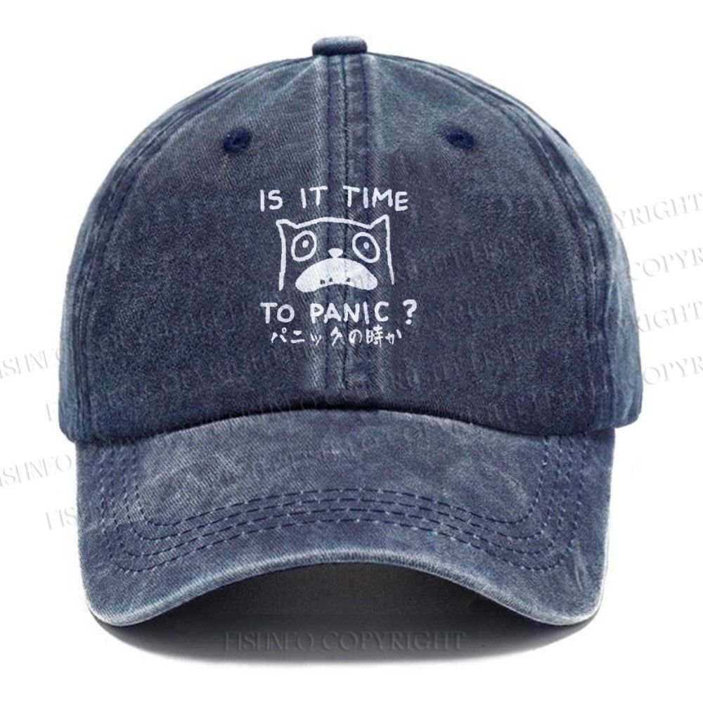 Unisex Panic Cat Vintage Casual Washed Cap