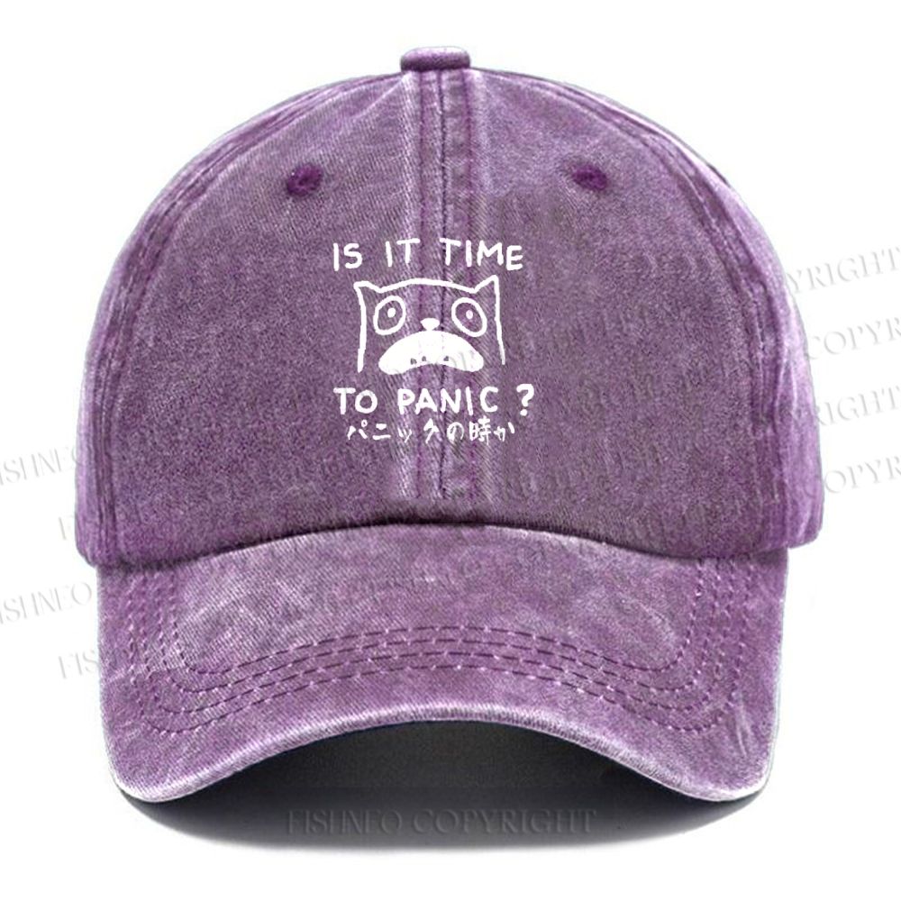 Unisex Panic Cat Vintage Casual Washed Cap