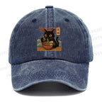 Unisex Cat Ramen Vintage Casual Washed Cap