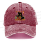 Unisex Cat Ramen Vintage Casual Washed Cap