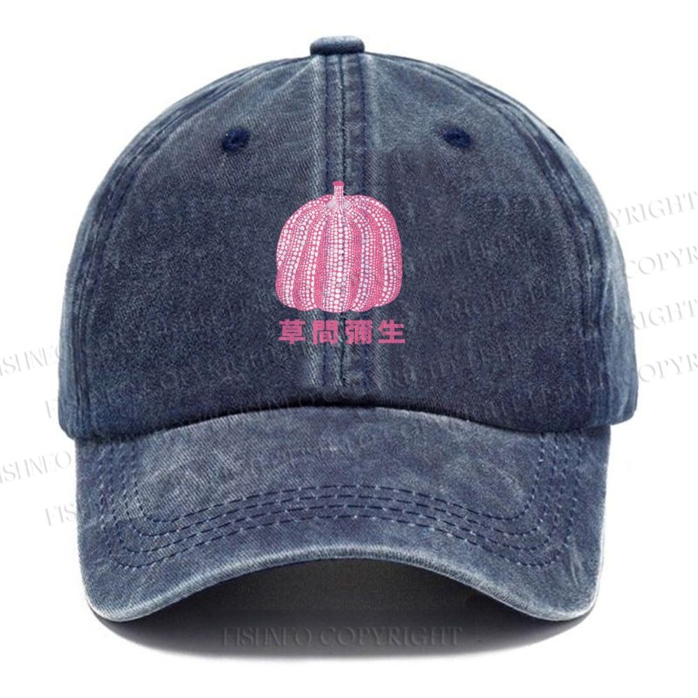 Unisex Yayoi Kusama Pumpkin Vintage Casual Washed Cap
