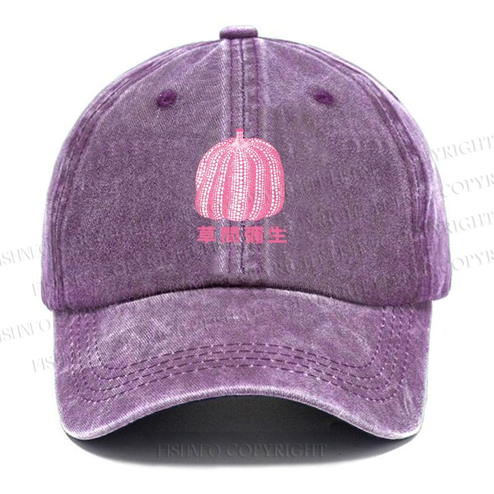 Unisex Yayoi Kusama Pumpkin Vintage Casual Washed Cap