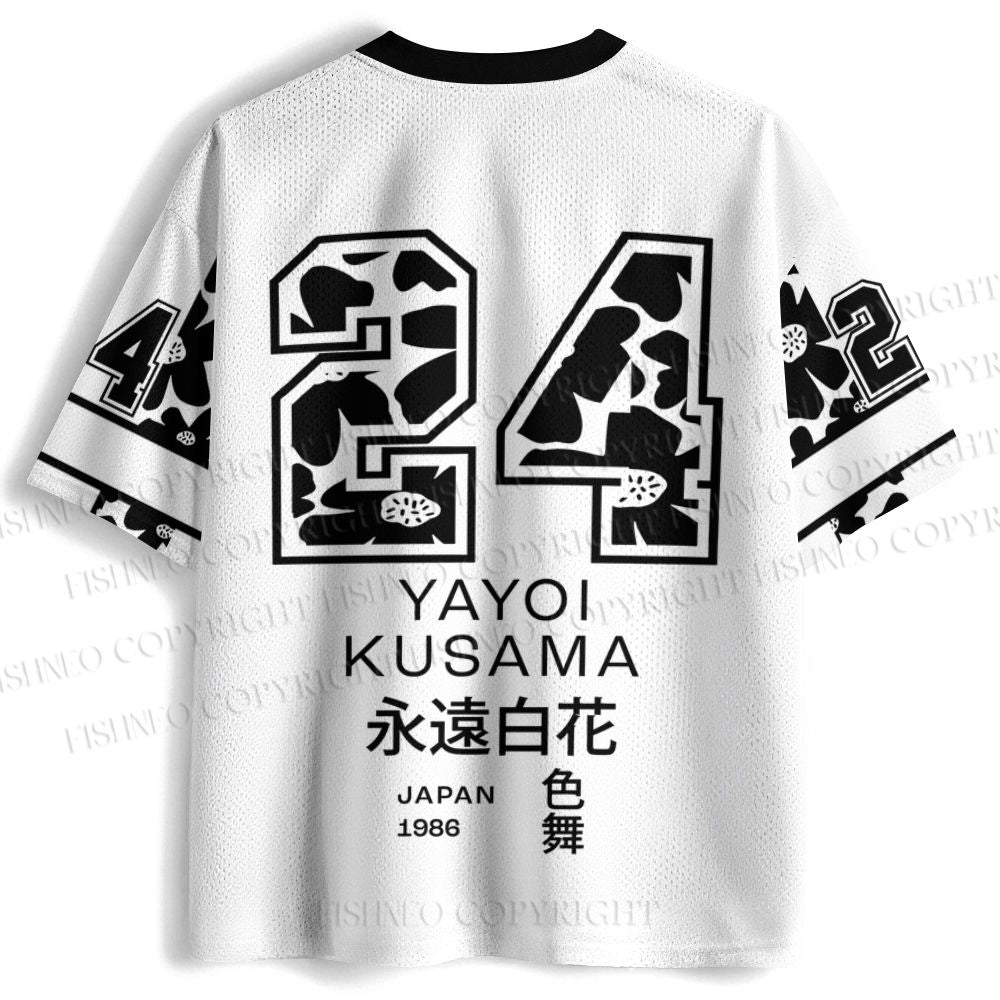 Yayoi Kusama Black Flower Jersey Shirts