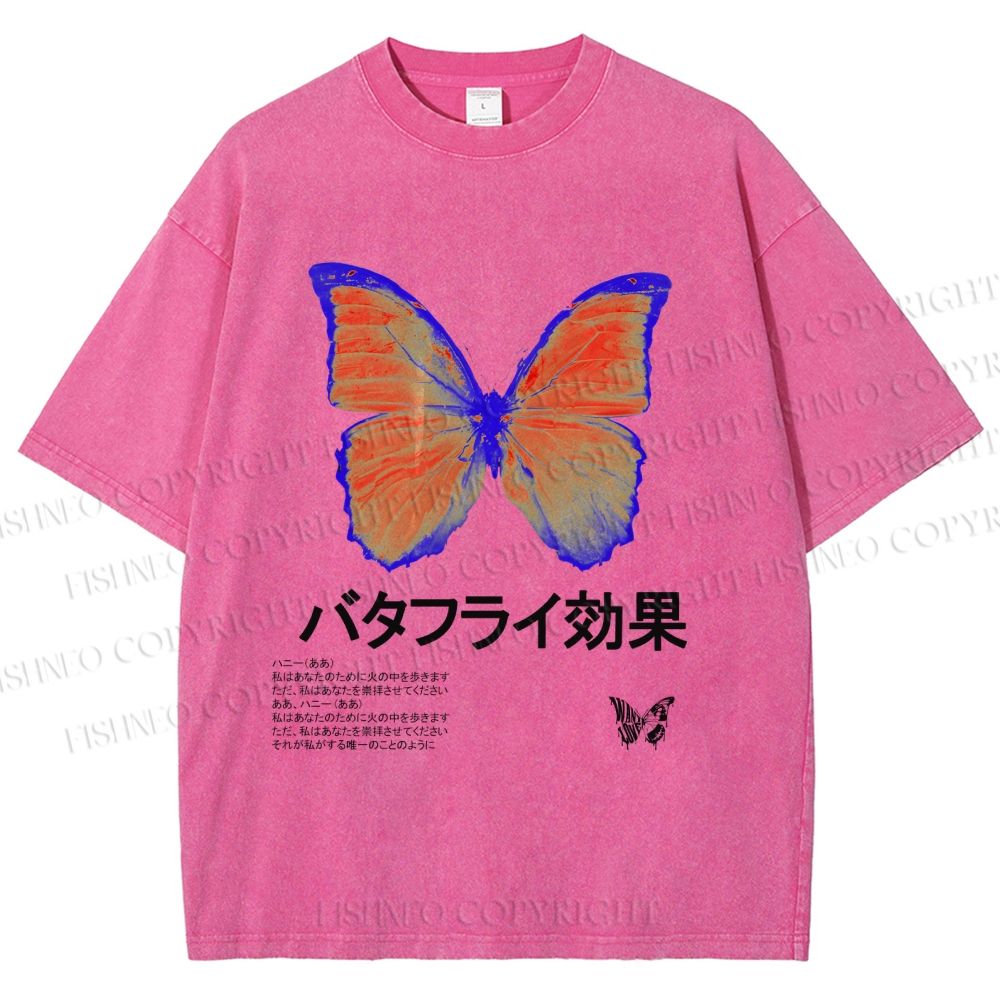 Unisex Butterfly Effect Printed Washed Tee