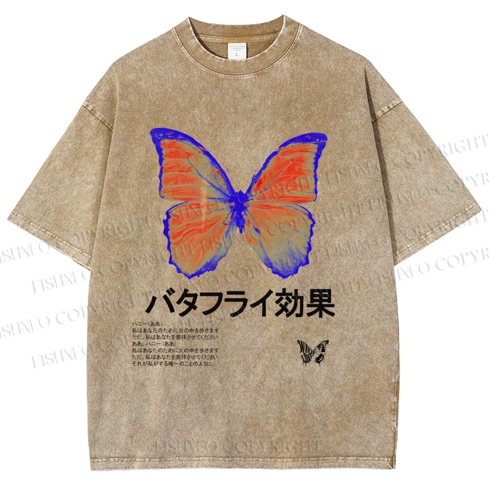 Unisex Butterfly Effect Printed Washed Tee