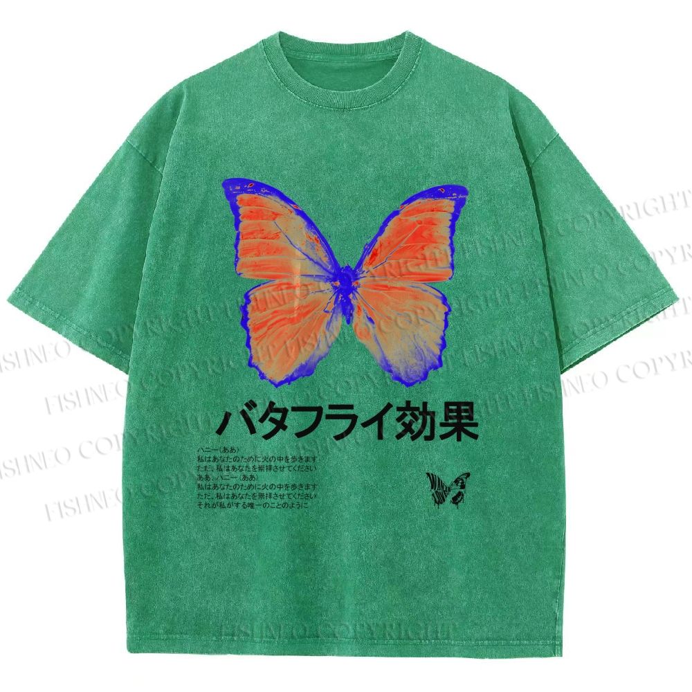 Unisex Butterfly Effect Printed Washed Tee