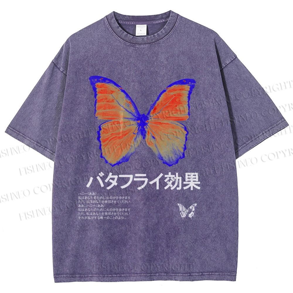Unisex Butterfly Effect Printed Washed Tee