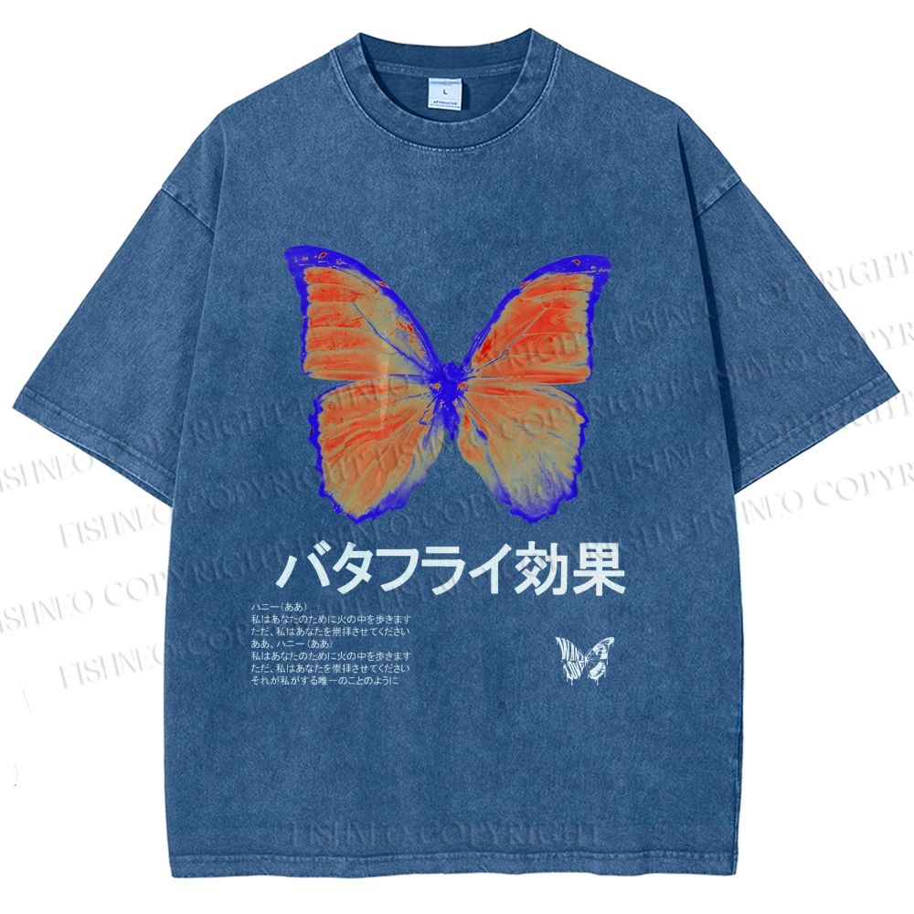 Unisex Butterfly Effect Printed Washed Tee