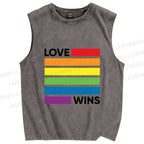 Unisex Pride Love wins Printed Washed Tank Top