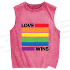 Unisex Pride Love wins Printed Washed Tank Top