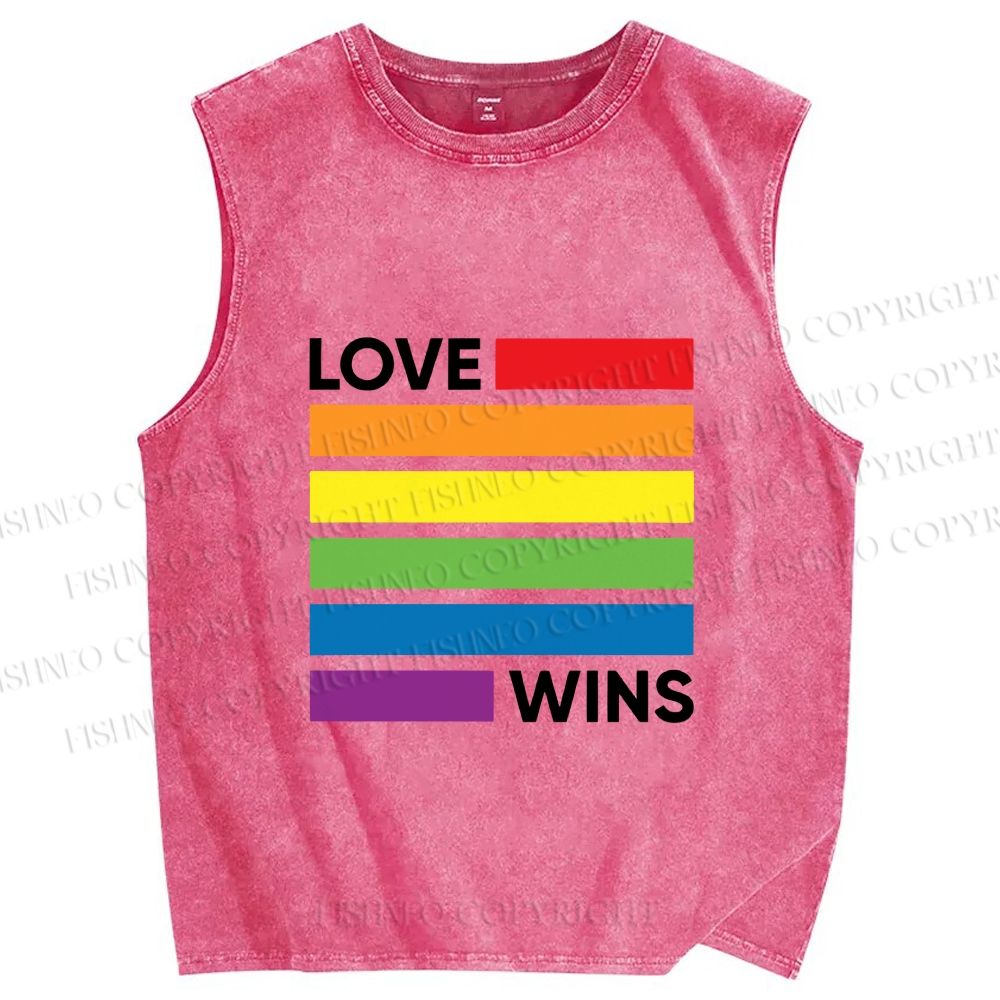 Unisex Pride Love wins Printed Washed Tank Top
