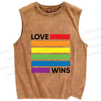 Unisex Pride Love wins Printed Washed Tank Top